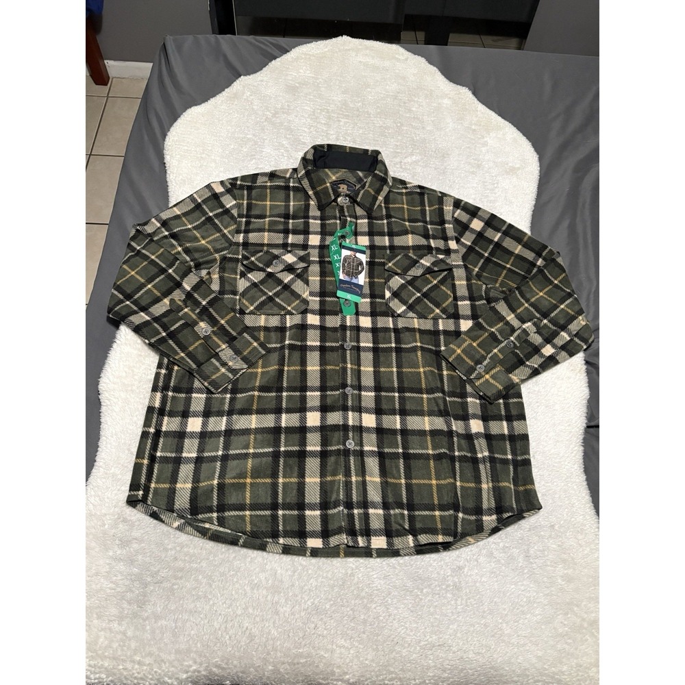 New Freedom Foundry Men's Green Plaid Button Down Flannel Shirt Size XL Top NWT